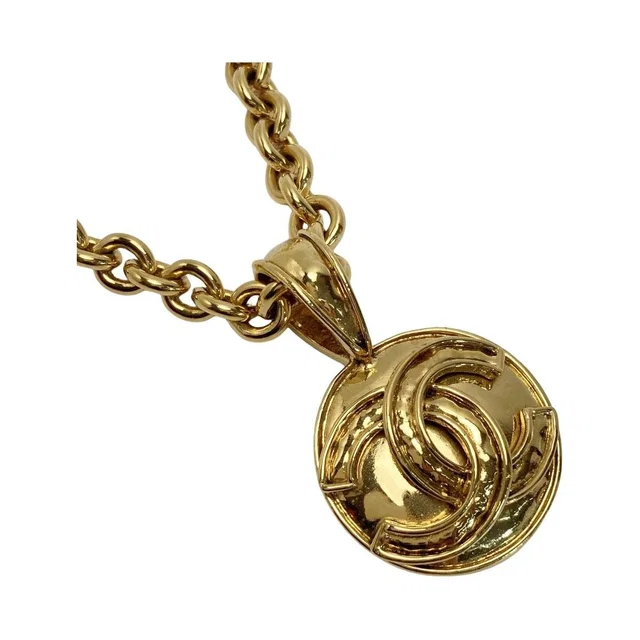 Chanel 94P Coco Mark Round Necklace 94 P Gold Plated Vintage in Gold from The Reluxe