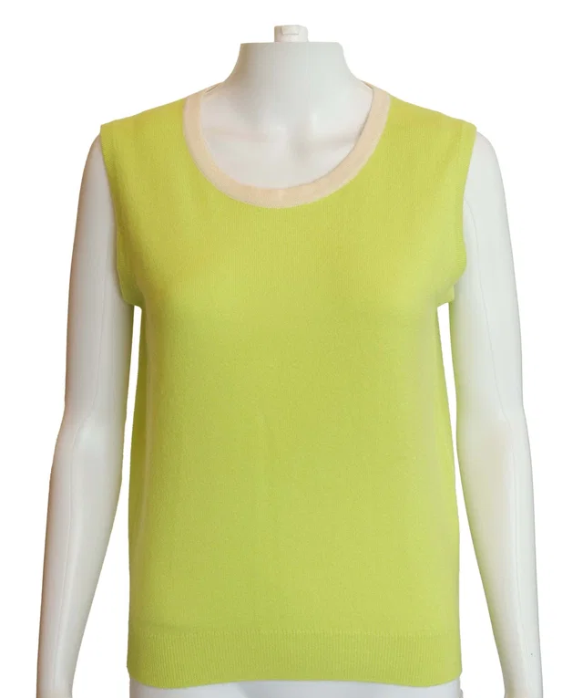 Chanel Logo Sleeveless Knit Top Light Green in Green from Luxury Promise