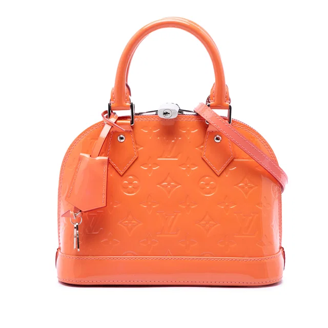 Orange Louis Vuitton Monogram Vernis Alma BB Satchel in Orange Leather from Designer Revival, photo 1 of 1