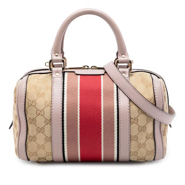 Beige Gucci Small GG Canvas Web Joy Boston Bag Satchel in Beige Canvas from Designer Revival, photo 1 of 1