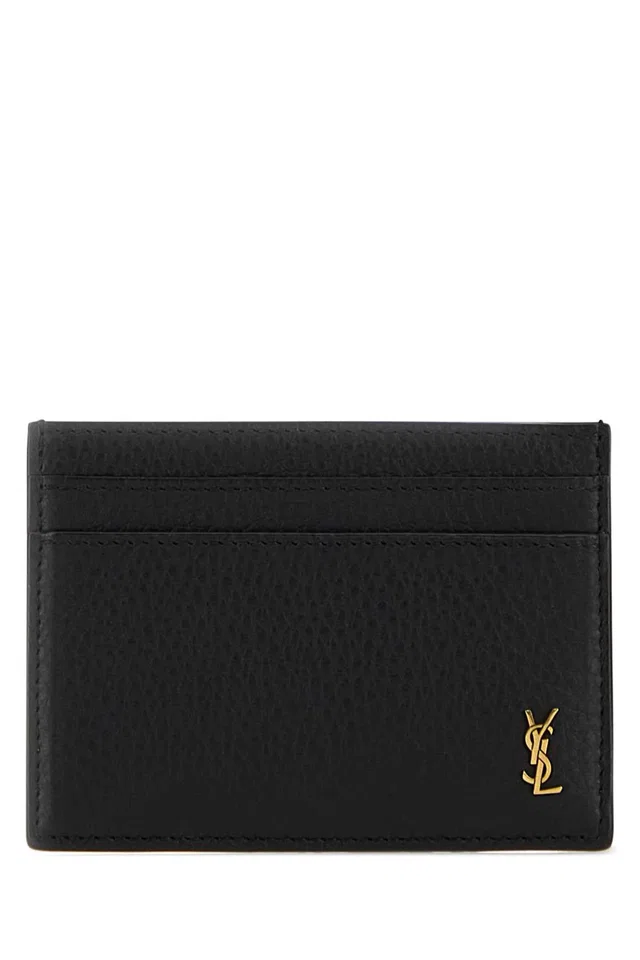 Saint Laurent Leather Card Case — Black Wallet in Black Leather from HEWI
