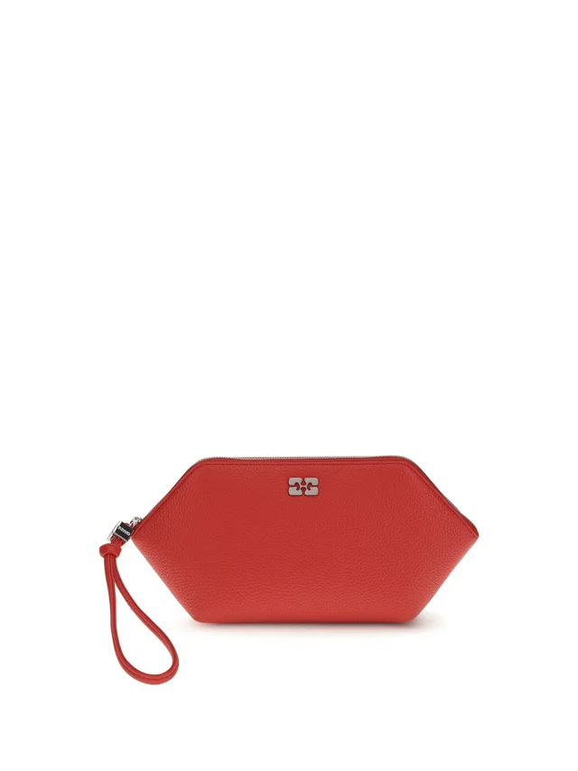 GANNI Recycled Leather Hexagonal Clutch — Red in Red Leather from HEWI