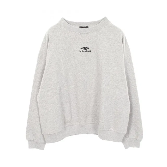 Balenciaga Sweatshirt Logo Embroidery Gray Cotton in Grey from The Reluxe