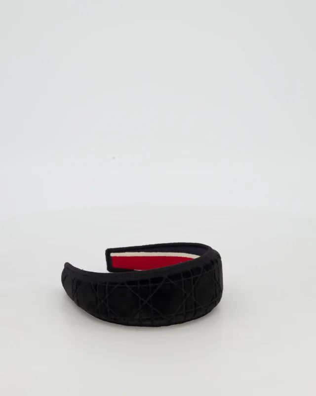 Dior Black Velvet Cannage Headband Size O/S in Black Velvet from Sellier, photo 4 of 9
