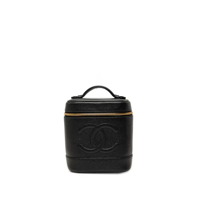 Black Chanel CC Caviar Vanity Case in Black Caviar leather from Designer Revival