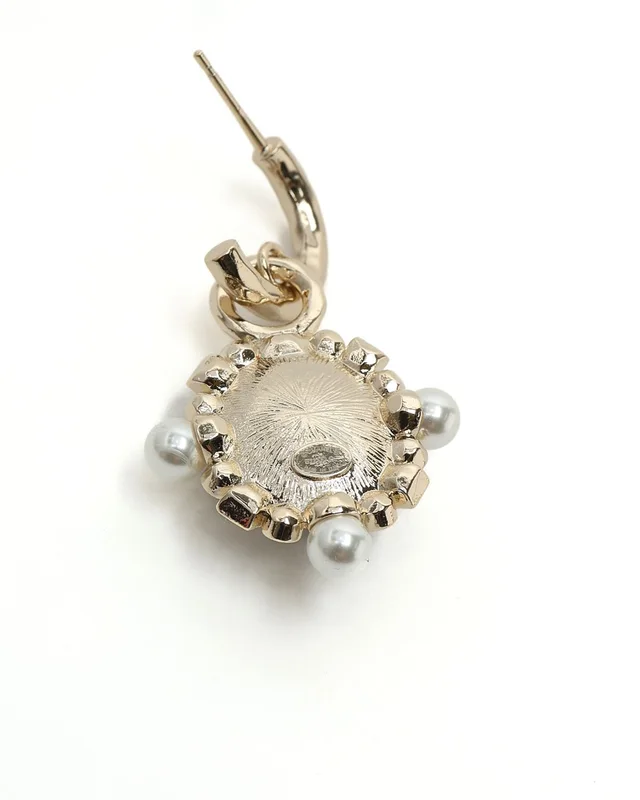 Chanel Coco Mark Rhinestone and Pearl Earrings from A Retro Tale, photo 3 of 3