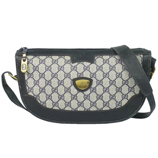 Gucci Vintage GG Supreme Shoulder Bag Pochette Navy in Navy from The Reluxe