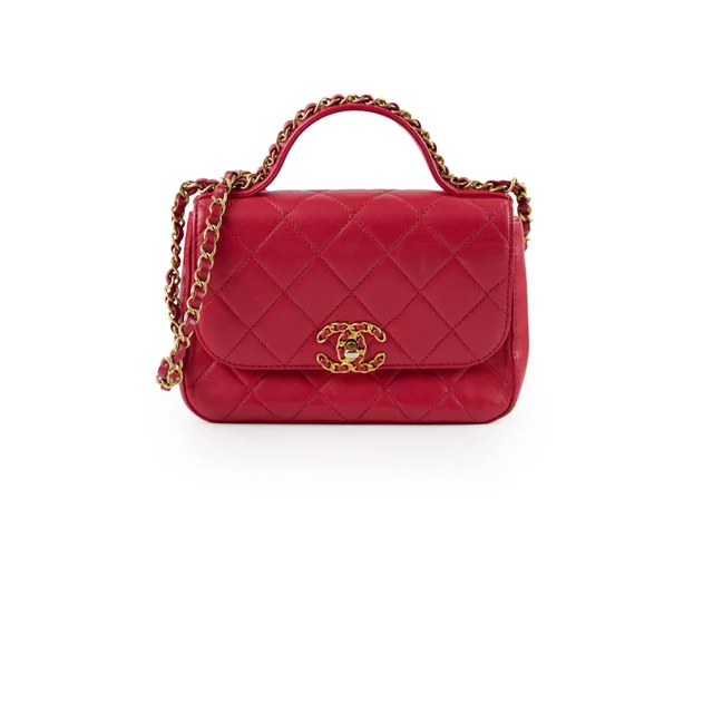 Chanel Seasonal Top Handle Crossbody Red (28 Series) in Red Leather from The Purse Affair