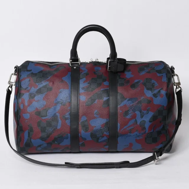 Louis Vuitton Damier Cobalt Camouflage Keepall Bandouliere 45 in Leather from The Reluxe