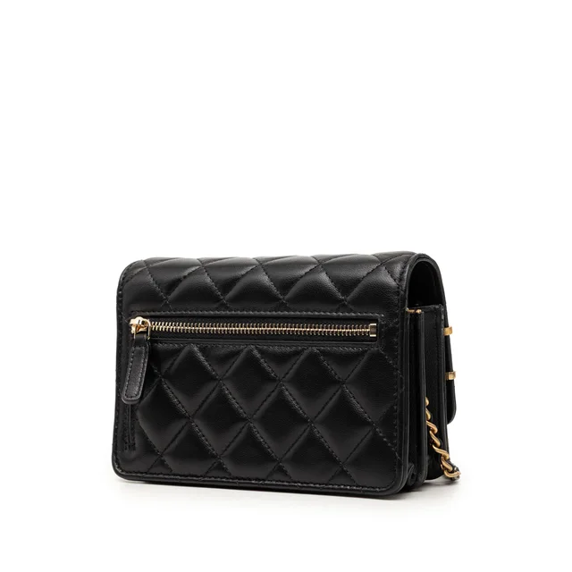 Black Chanel Mini CC Quilted Lambskin Coco Clips Wallet on Chain Crossbody Bag in Black Lambskin from Designer Revival, photo 2 of 2