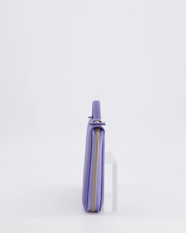Loro Piana Purple Leather Top Handle Wallet with Gold LP Logo Zipper Detail in Purple Leather from Sellier, photo 4 of 18