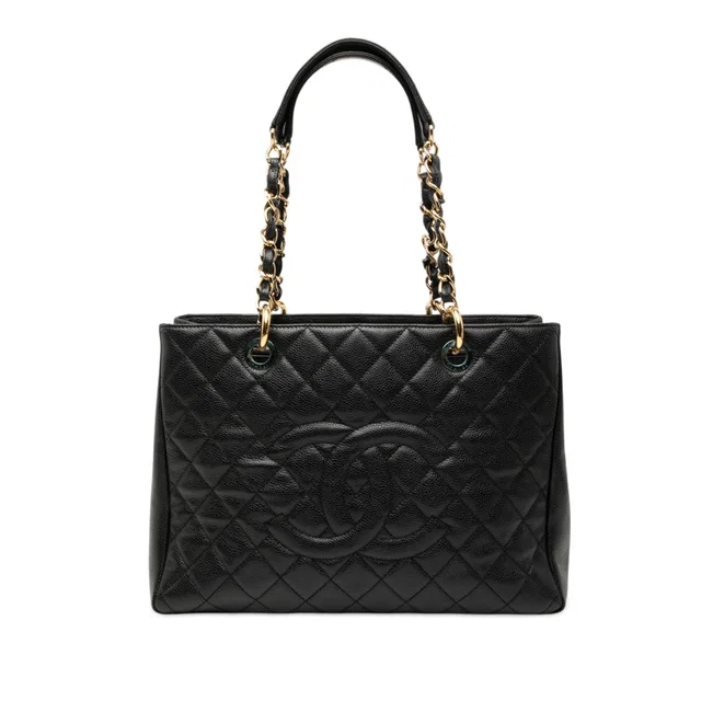 Black Chanel Caviar Grand Shopping Tote in Black Caviar leather from Designer Revival