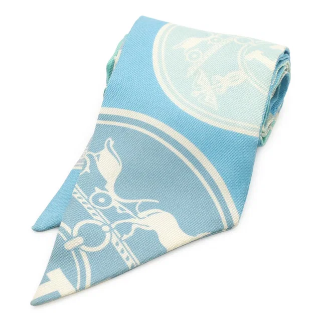 Hermès Twilly Scarf Bag Ex Libris les Confettis Ex Confetti 100% Silk Blue in Blue Silk from The Reluxe