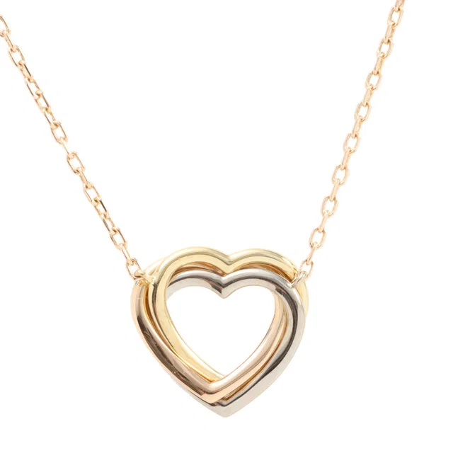 Cartier 18K Trinity Heart Necklace Yellow Gold/Pink Gold/White Gold in White from VINTAGE QOO TOKYO