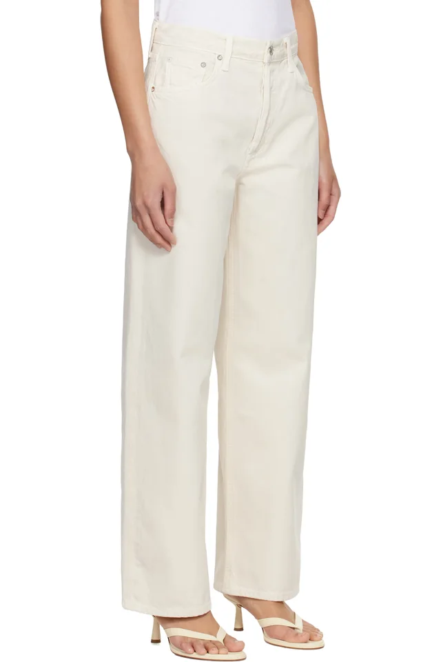 AGOLDE Beige Low Slung Baggy Jeans, photo 2 of 4 from SSENSE
