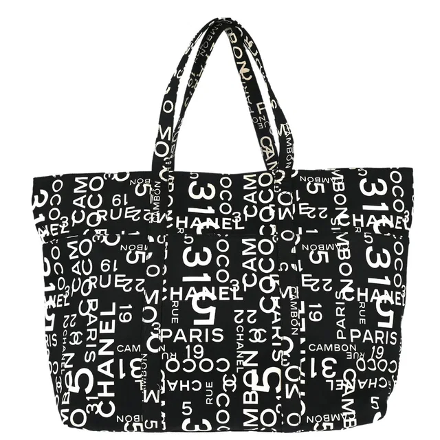 Chanel 2002-2003 Black Canvas By Sea Tote Bag in Black Canvas from AMORE Vintage Tokyo