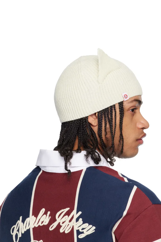 Charles Jeffrey LOVERBOY Off-White Ears Rib Beanie, photo 3 of 3 from SSENSE