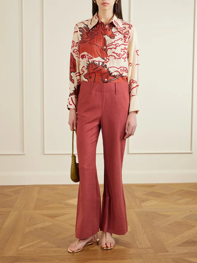 ALIX OF BOHEMIA Charlie silk flared pants in Red, photo 2 of 2 from NET-A-PORTER (Canada)