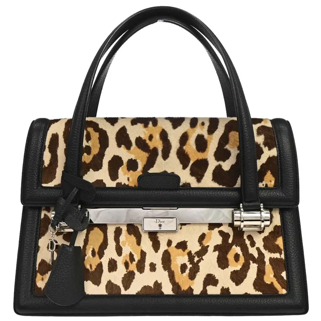 Dior Beige Pony Hair Leopard Print Handbag in Beige Leather from AMORE Vintage Tokyo