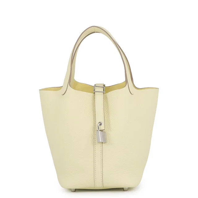 Hermès Picotin Lock Jaune Milton Taurillon Clemence Size PM in Yellow Clemence leather from GALLERY RARE