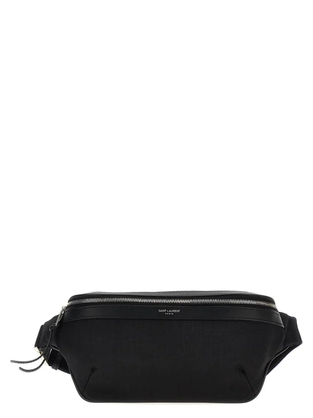 Saint Laurent Canvas And Leather Belt Bag — Black in Black Canvas from HEWI