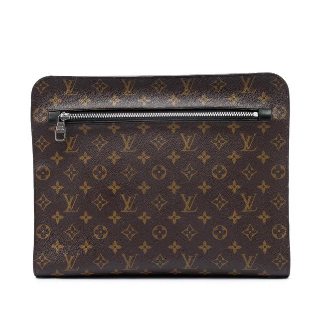 Brown Louis Vuitton Monogram Macassar Portfolio Case Clutch Bag in Brown Coated canvas from Designer Revival