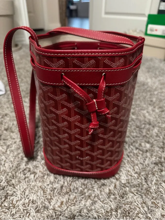 Goyard Bucket Crossbody Bag With Drawstring in red Leather from Poshmark