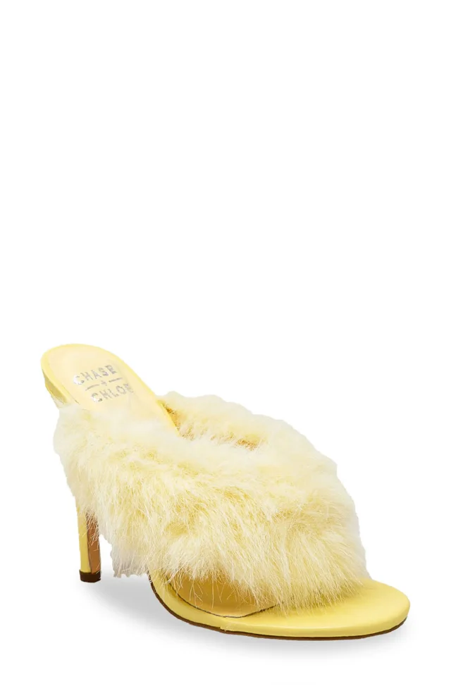 CHASE AND CHLOE Post Toe Faux Fur Stiletto Sandal from Nordstrom Rack, photo 1 of 1