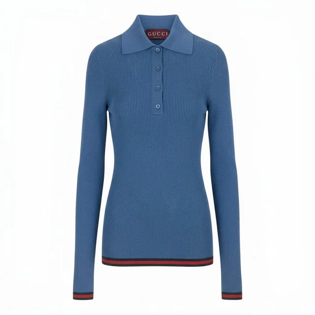 Gucci New in Cashmere Silk Polo Knit Sherry Line XS Sweater in Silk from The Reluxe