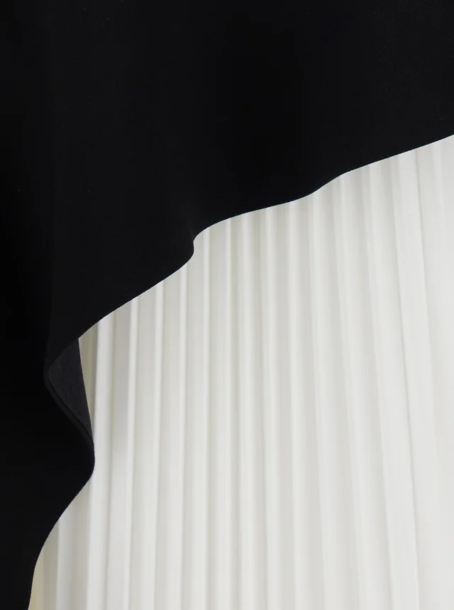 SIMKHAI Dress 'Zayla' with Square Neckline and Pleated Skirt in Black and White Tech Fabric for Women in Black, photo 6 of 6 from Gaudenzi Boutique