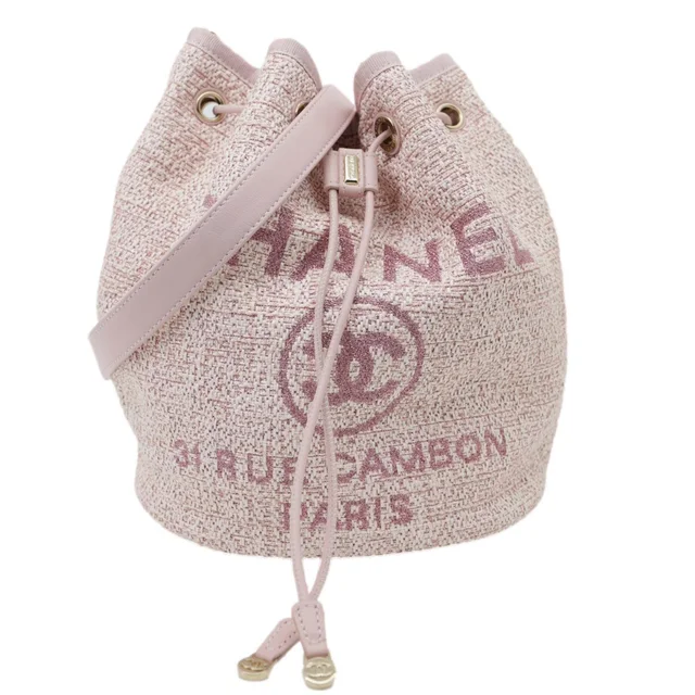 Chanel Deauville Lurex Boucle Drawstring Bag Pink in Pink from Dallas Designer Handbags