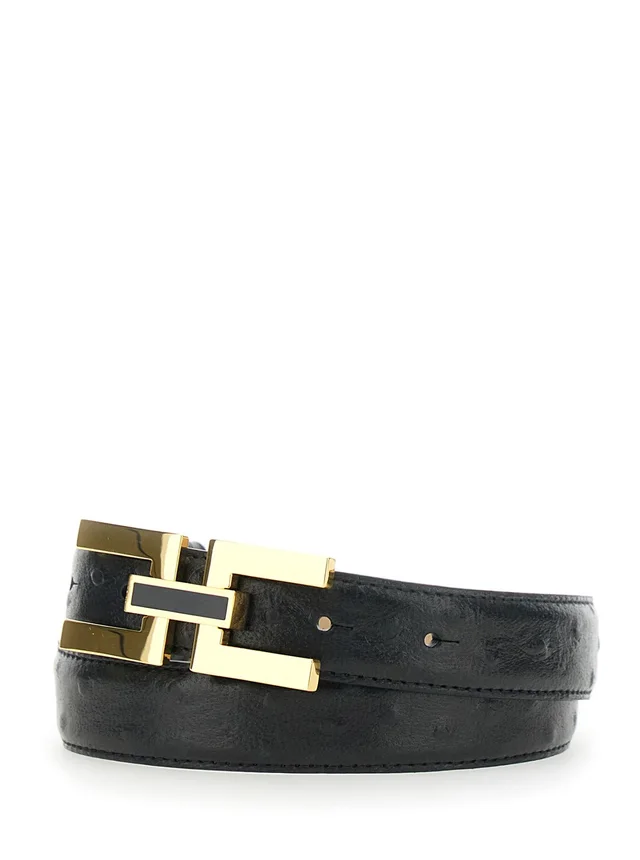 ELISABETTA FRANCHI Black Belt 'CT25S62E2110' with Leather Logo Detail in Black, photo 4 of 6 from Gaudenzi Boutique