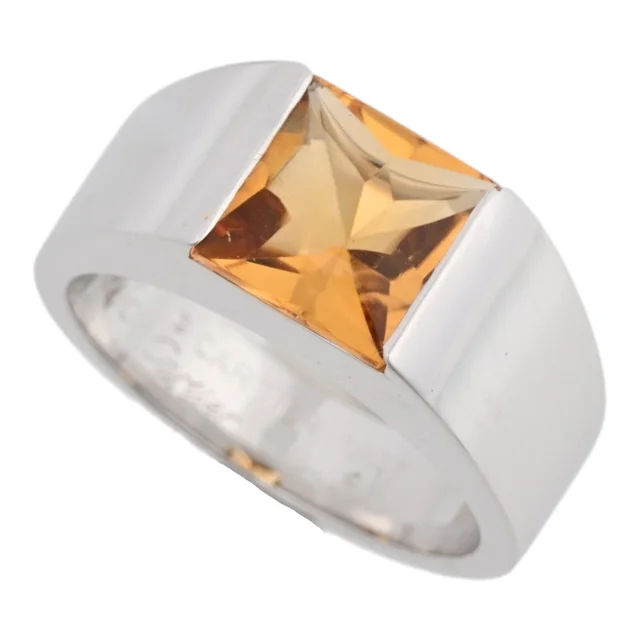 Cartier 18K Tank Ring #53 White Gold/Yellow in White from VINTAGE QOO TOKYO