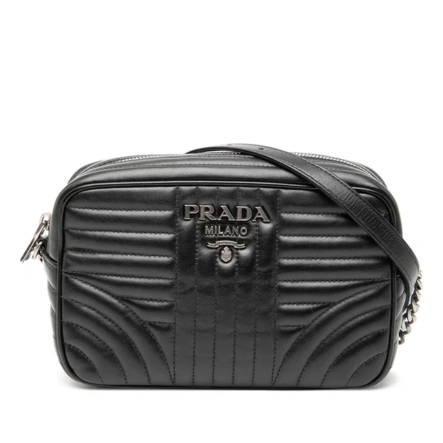 Black Prada Soft Calfskin Diagramme Camera Bag in Black Calfskin from Designer Revival