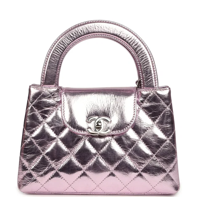 Chanel Small Kelly Shopper Pink Metallic Calfskin Silver Hardware in Pink Calfskin from Madison Avenue Couture