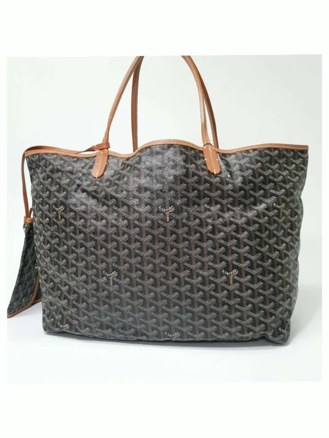 Goyard St Louis Gm Tote Black Tan Chevron Canvas Large Designer Bag in black|brown|neutral Canvas from Poshmark, photo 2 of 11