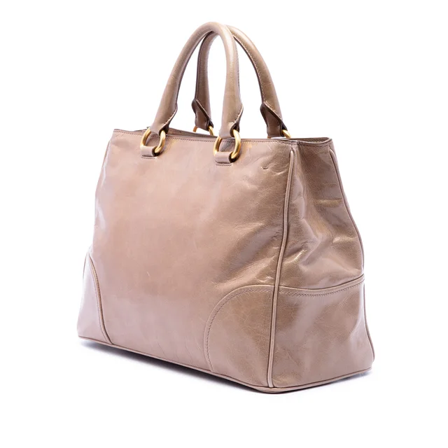 Brown Prada Vitello Shine Satchel in Brown Leather from Designer Revival, photo 2 of 2