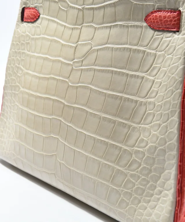 Hermès Kelly 32 HSS Beton / Geranium Matte alligator GHW #X (2016) in Crocodile from Luxury Promise, photo 7 of 20