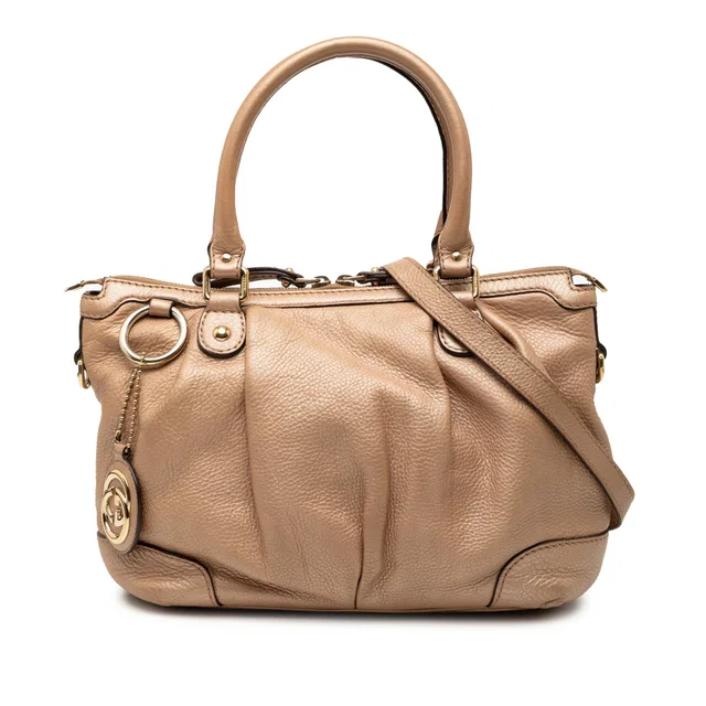 Gold Gucci Calfskin Sukey Satchel in Gold Calfskin from Designer Revival