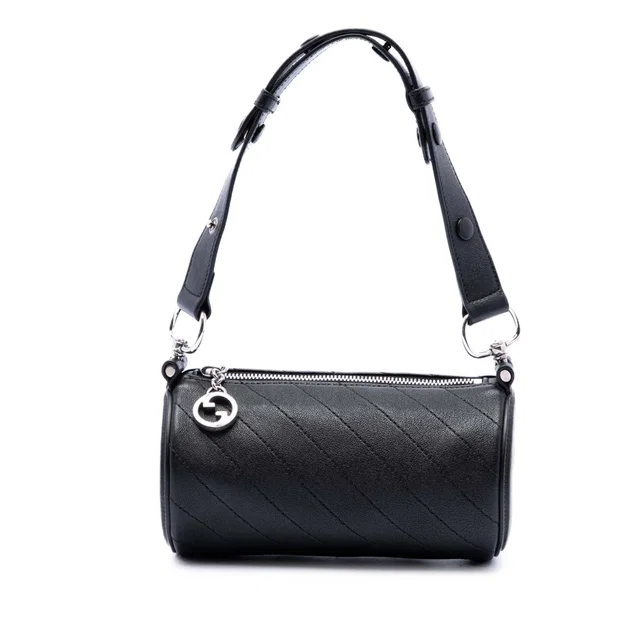 Black Gucci Mini Leather Blondie Barrel Shoulder Bag in Black Leather from Designer Revival