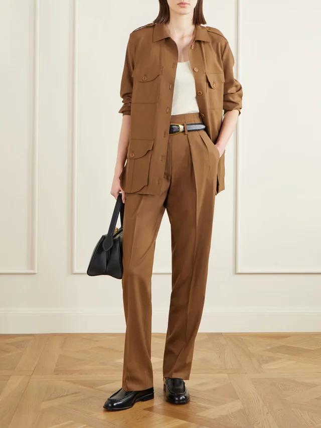 GIULIVA HERITAGE High-rise pleated wool tapered pants in Brown, photo 2 of 2 from NET-A-PORTER (Canada)