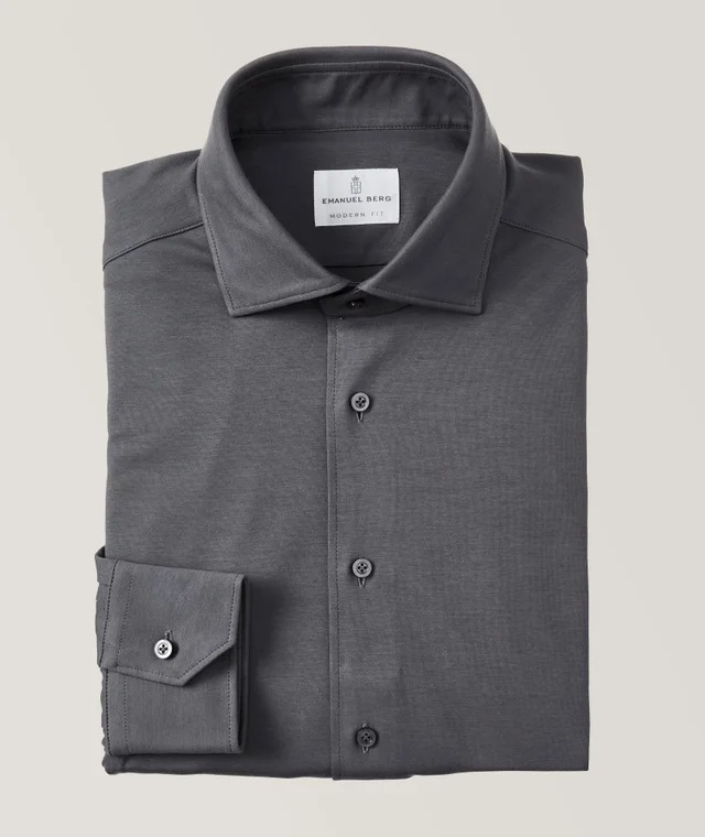 Emanuel Berg Byron Modern 4-Flex Dress Shirt in Grey from Harry Rosen, photo 1 of 1