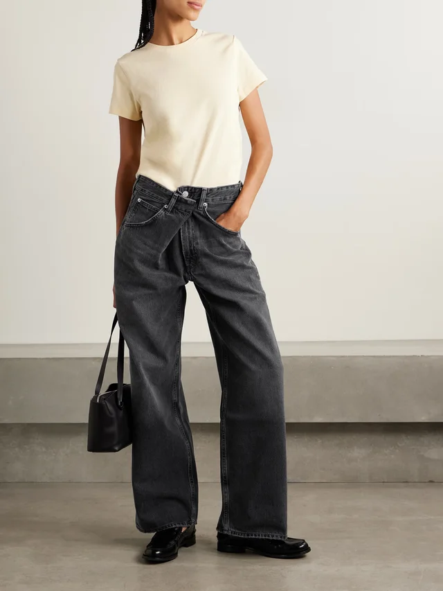 AGOLDE Vana draped low-rise wide-leg jeans in Black, photo 2 of 2 from NET-A-PORTER (Canada)