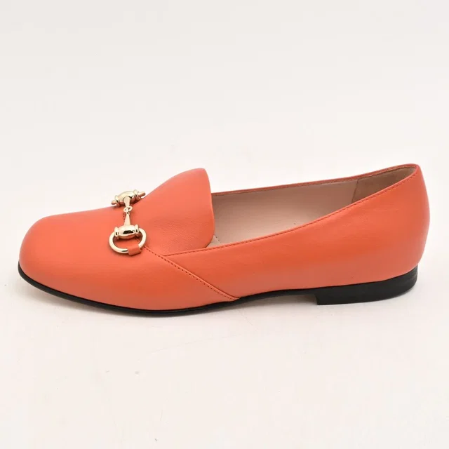 Gucci Loafers Orange Gold Horsebit Leather in Orange Leather from The Reluxe