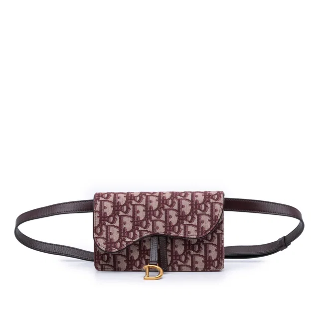 Red Dior Oblique Canvas Saddle Belt Bag in Red Canvas from Designer Revival