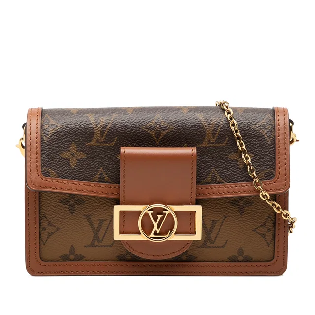 Brown Louis Vuitton Monogram Reverse Dauphine Wallet on Chain Crossbody Bag in Brown Canvas from Designer Revival, photo 1 of 1