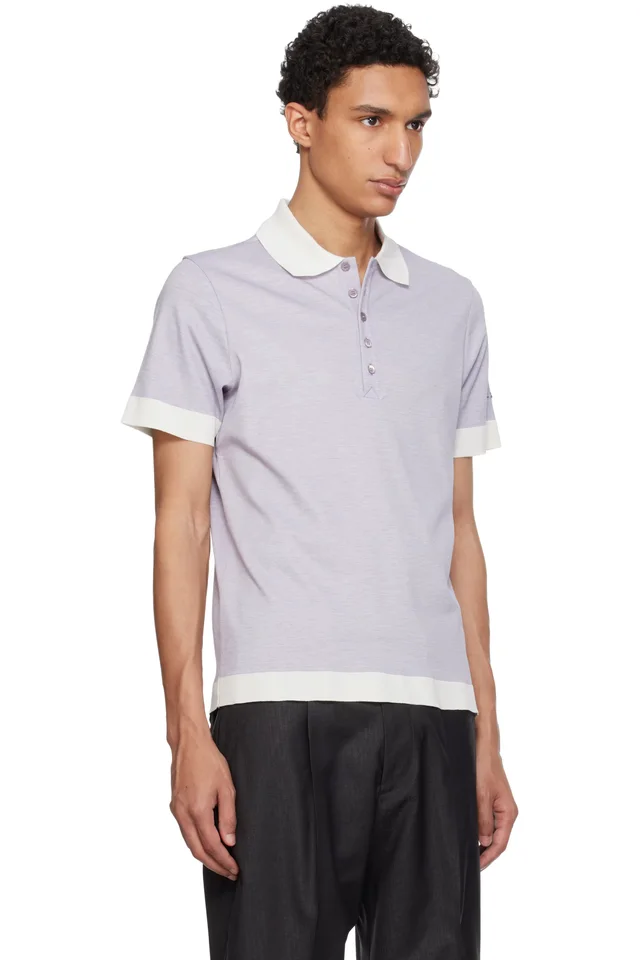 Paul Smith Purple Lyocell-Blend Contrast Trim Polo, photo 2 of 4 from SSENSE