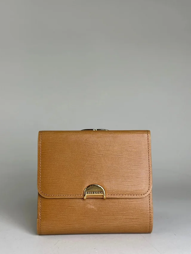 Givenchy Vintage Leather Wallet Tan Gold-Tone Clasp in Beige in neutral|white Leather from Grailed