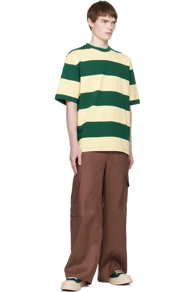 Marni Green & Yellow Maxi-Stripe Cotton T-shirt, photo 4 of 4 from SSENSE