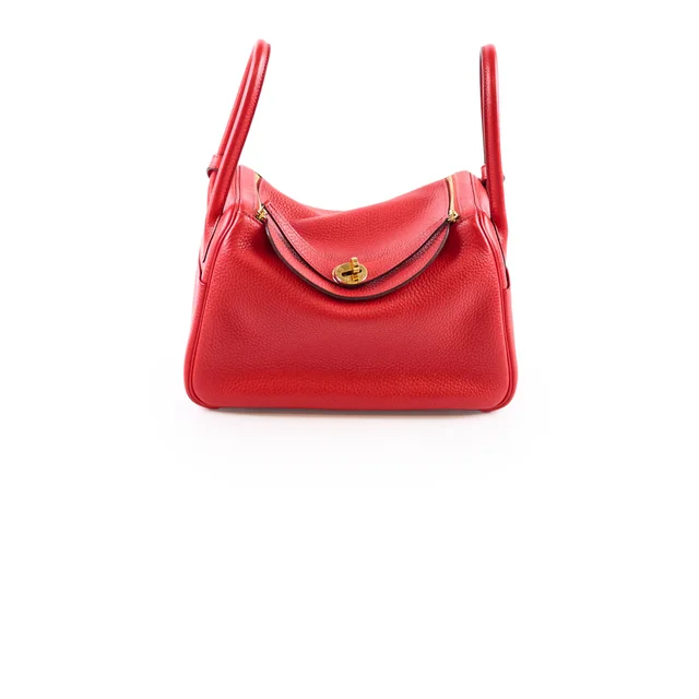 Hermès Lindy 26 Red Clemence GHW A Stamp in Red Clemence leather from The Purse Affair